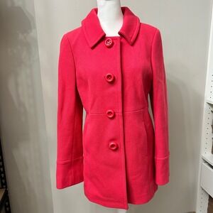 J. Crew Women's 8 Wool Blend Coat Pink Button Front Dress Jacket Lined Career